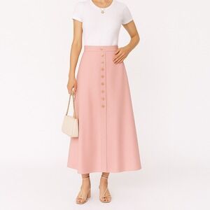 Vintage Chequers Skirt 7/8 Pink Blush A Line‎ Button Front 70s Fits 0/2 Modern